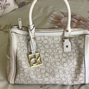 Calvin K original pattern white bag